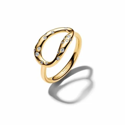 14k gold-plated ring with clear cubic zirconia