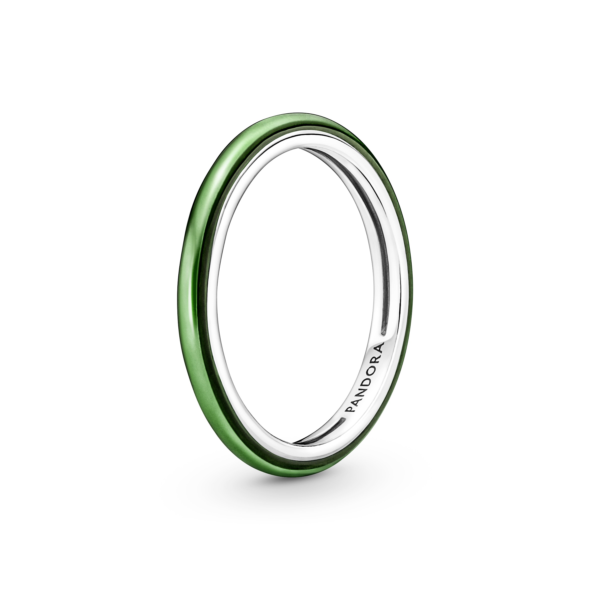 Sterling silver ring with transparent greenenamel /199655C03-56