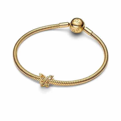 Butterfly 14k gold-plated charm with clear cubic zirconia / 764369C01