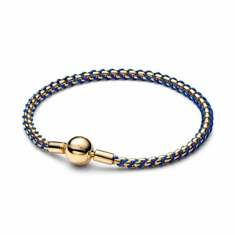 Braided 14k gold-plated box chain bracelet with bl