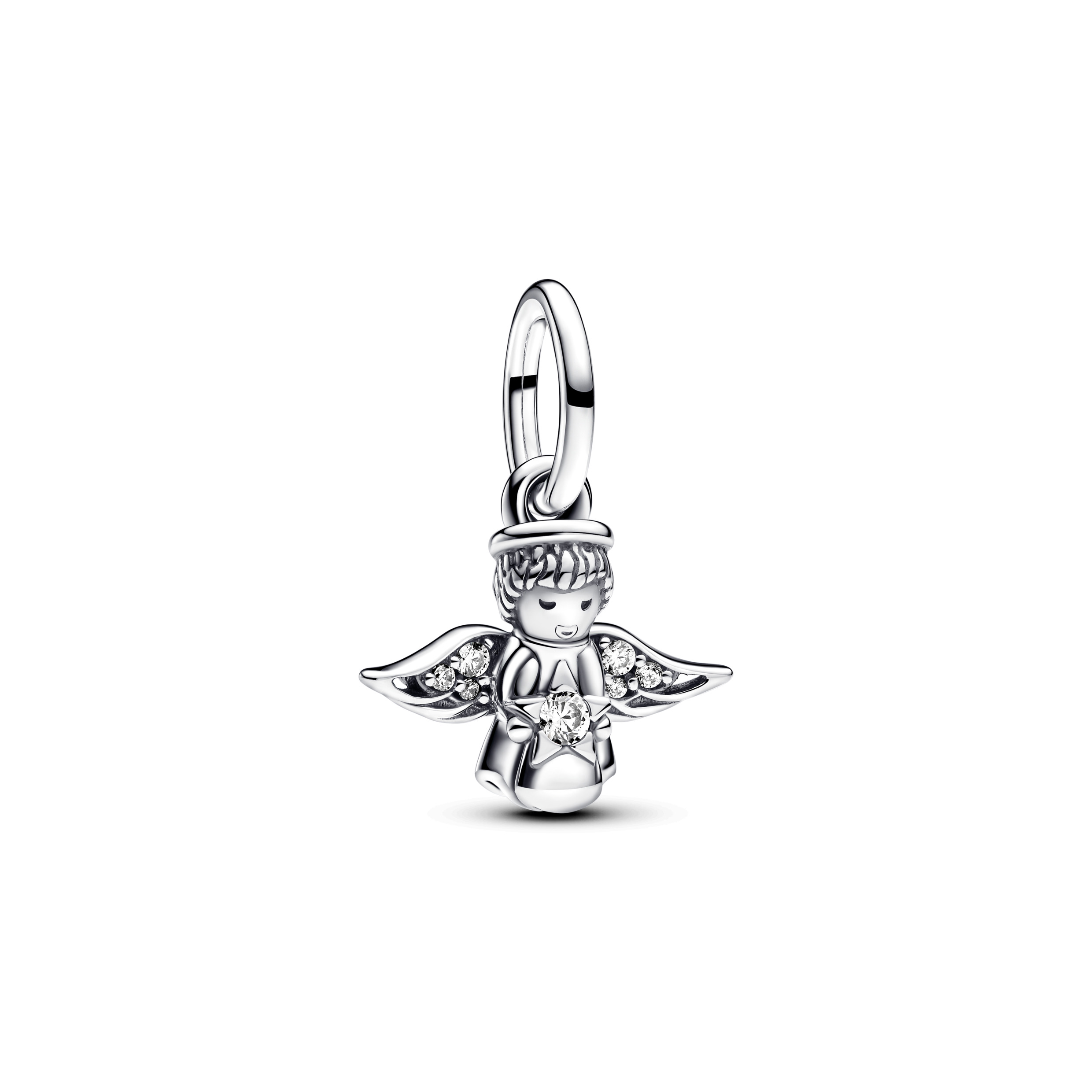 Angel sterling silver dangle with clear cubic zirc
