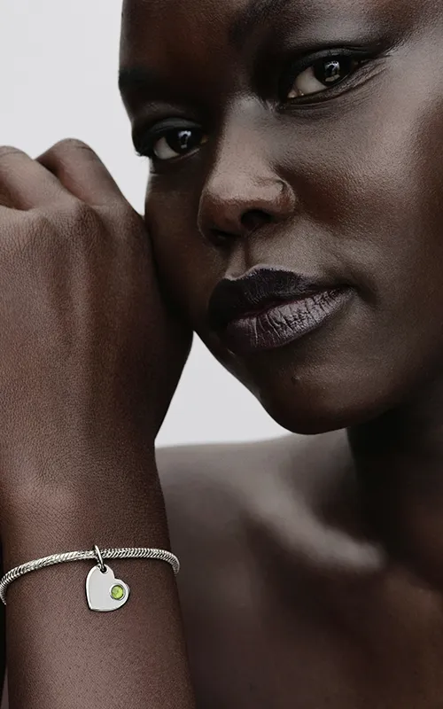 Engravable heart sterling silver dangle with sprin