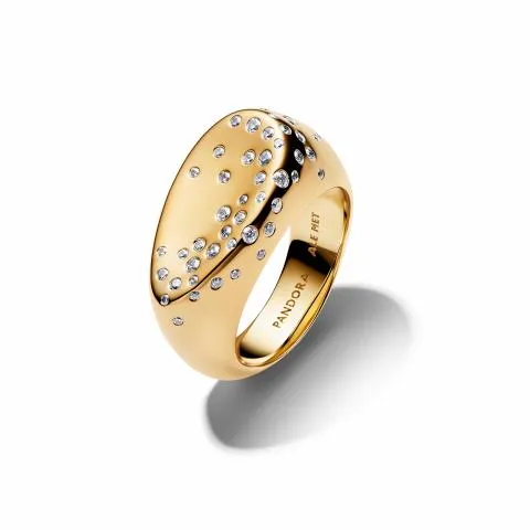 14k gold-plated ring with clear cubic zirconia