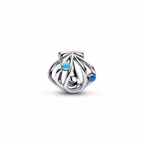 Openwork shell sterling silver charm with blue enamel/ 794695C01