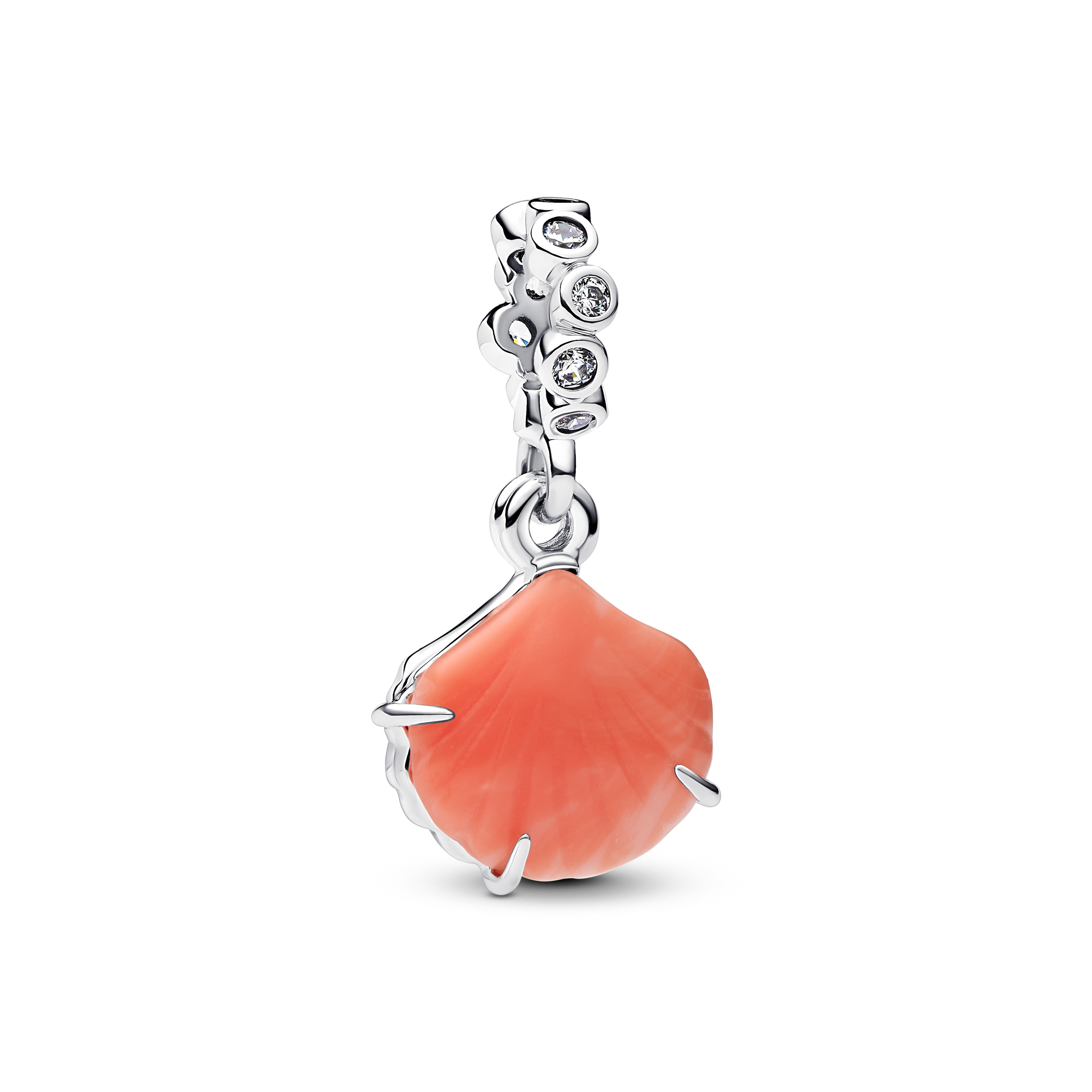 Shell sterling silver double dangle with clear cub