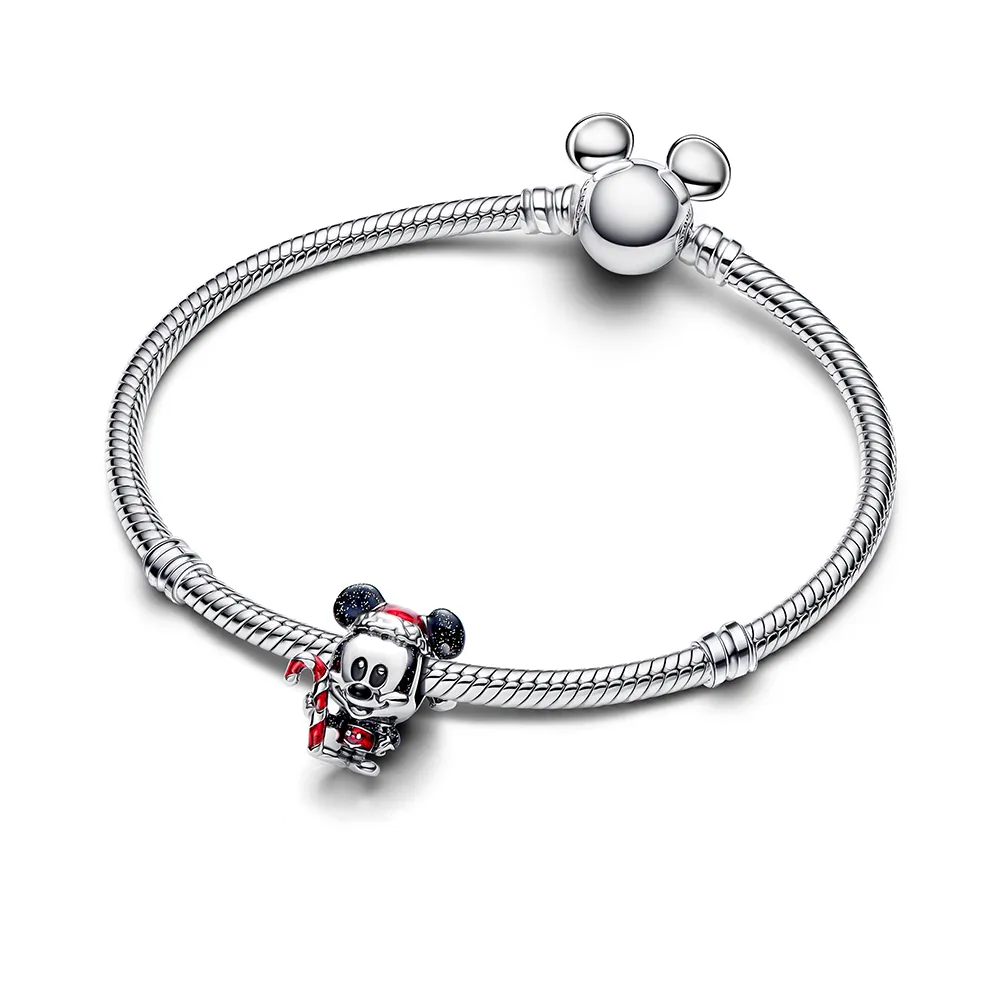Disney Mickey Mouse sterling silver charm with glittery black and red enamel/794217C01