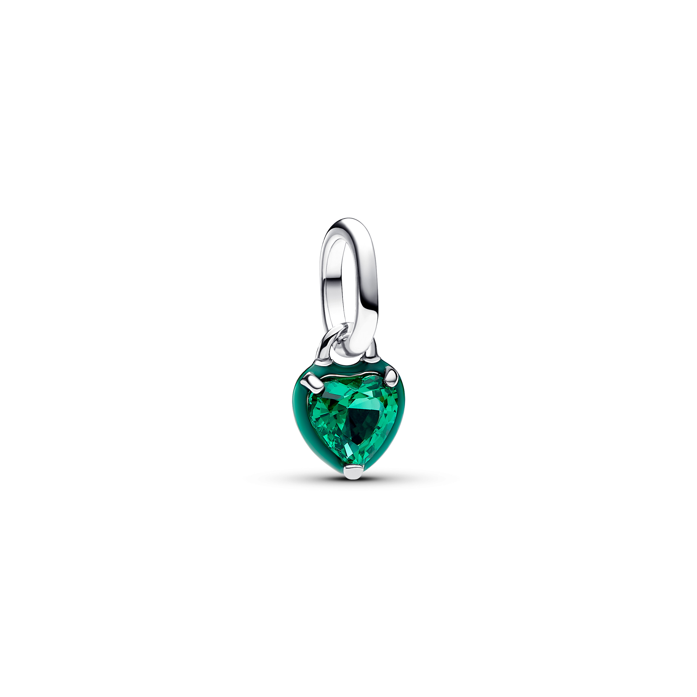 Heart sterling silver mini dangle with green cryst