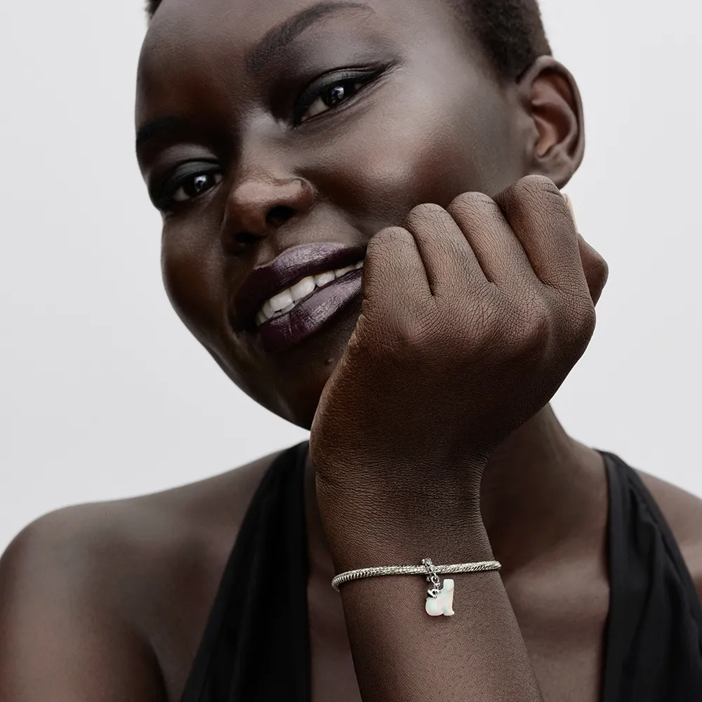 Polarbears sterling silver dangle with clear cubic