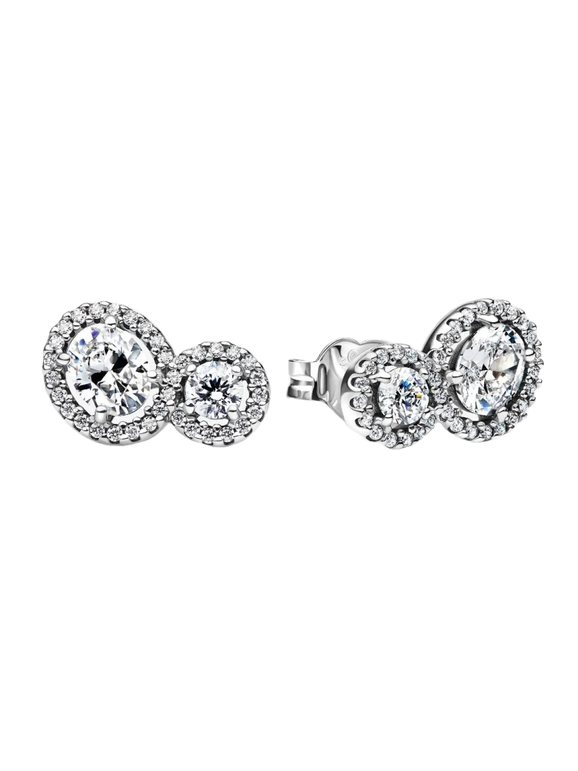 Sterling silver stud earrings with clear cubic zir