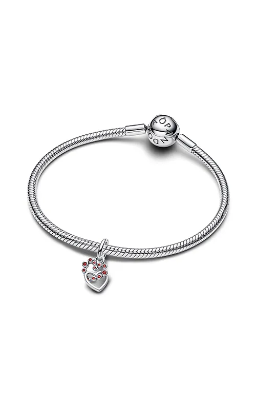 Connected hearts sterling silver dangle with salsa red crystal/ 794435C01