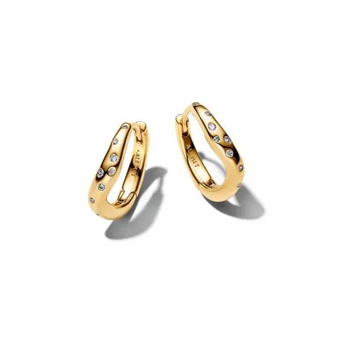 14k gold-plated hoop earrings with clear cubic zir