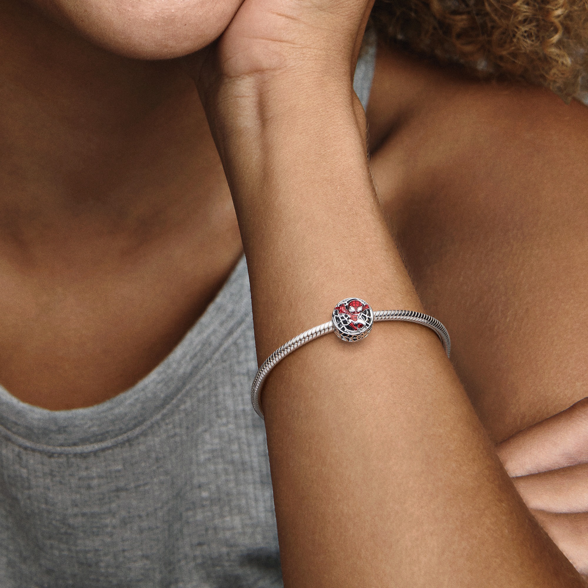 Marvel Spider-Man sterling silver charm with black