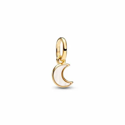 Moon 14k gold-plated mini dangle with white biores
