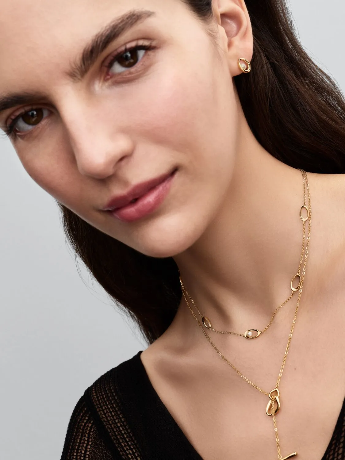 14k gold-plated necklace with treated white freshwater cultured pearl/ 363883C01-45