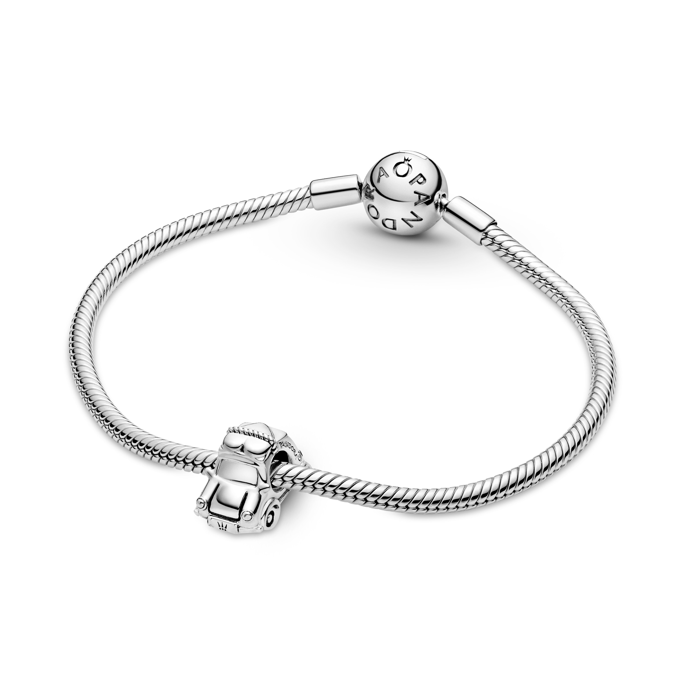 Car sterling silver charm with red enamel