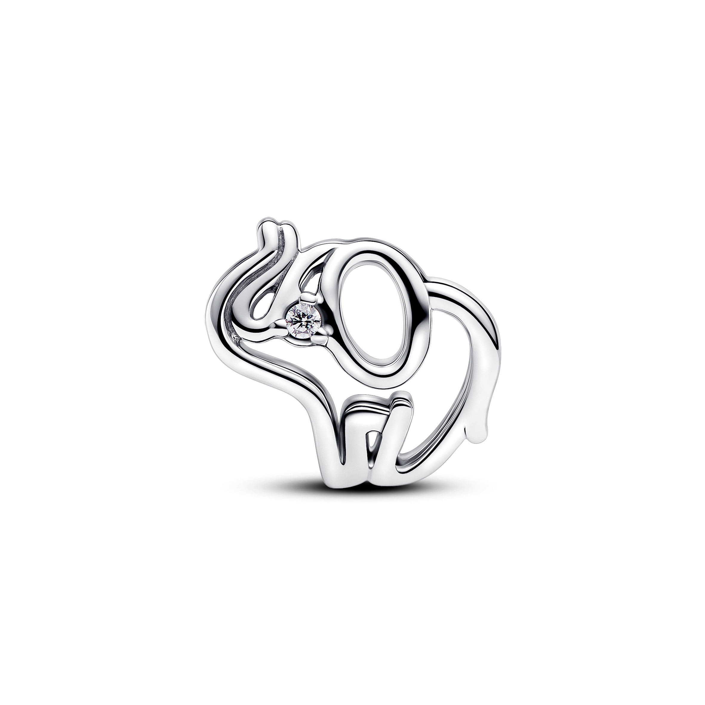 Elephant sterling silver charm with clear cubic zi