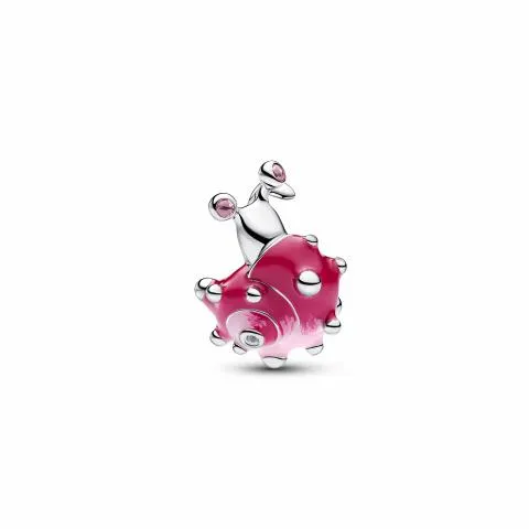 Snail sterling silver charm with light pink, clear cubic zirconia and shaded pink enamel / 794553C01
