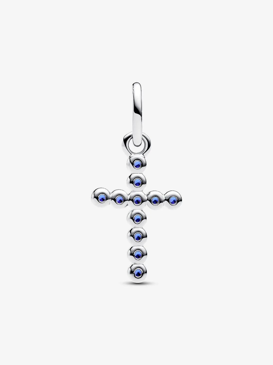 Cross sterling silver dangle with stellar blue crystal / 794063C01