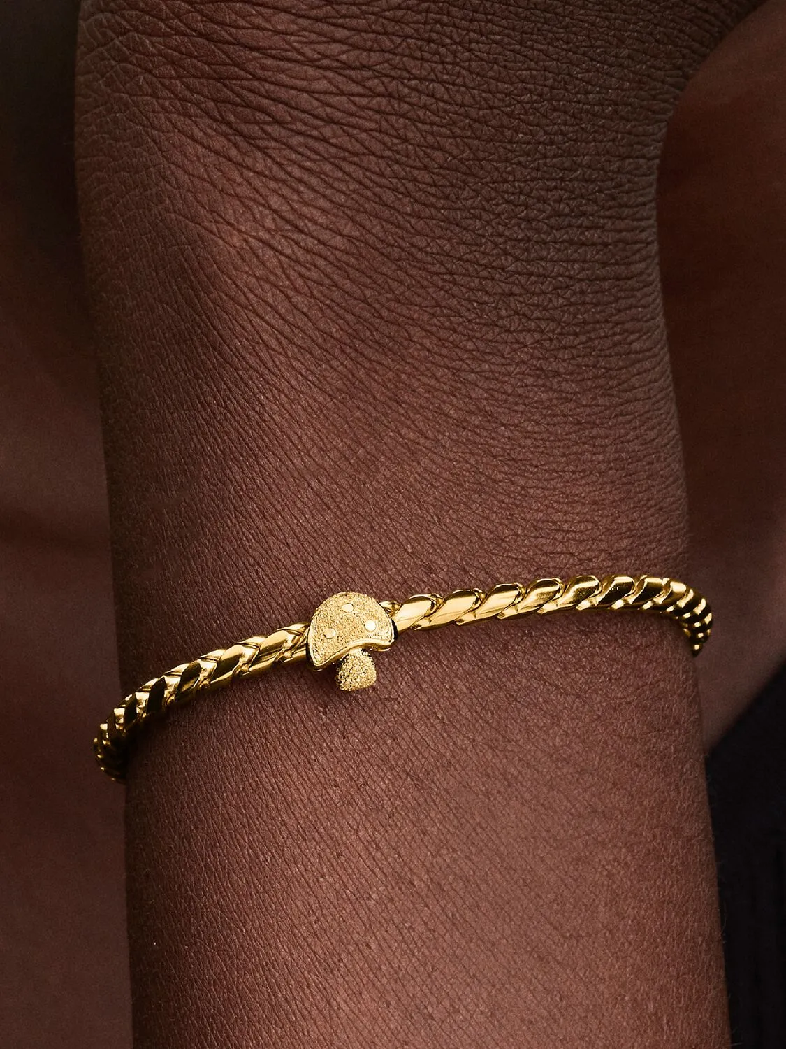 Textured mushroom 14k gold-plated mini charm