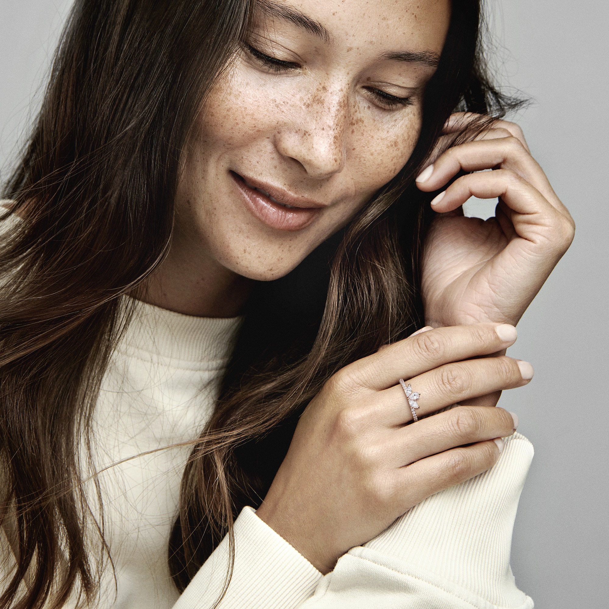 Herbarium cluster 14k rose gold-plated ring with c