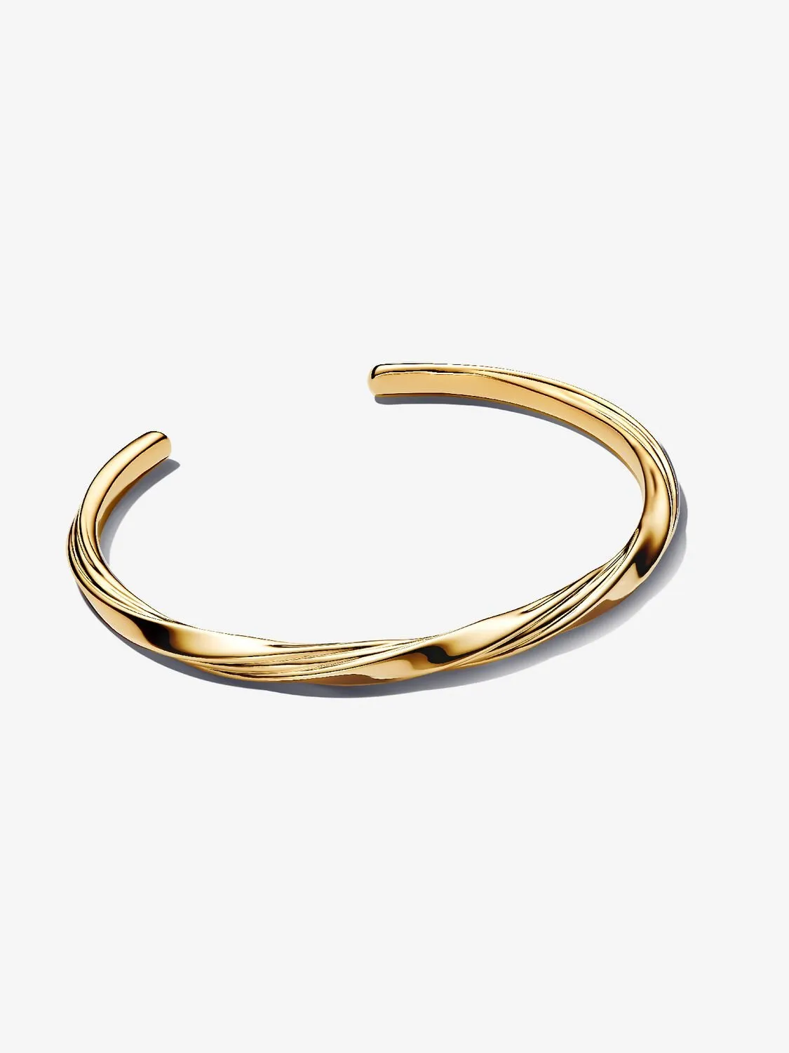 Twisted 14k gold-plated open bangle