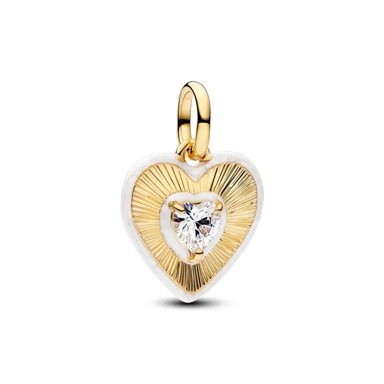 Heart 14k gold-plated medallion with clear cubic z