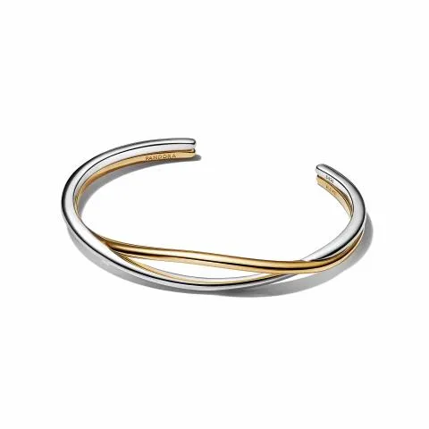 Sterling silver and 14k gold-plated open bangle