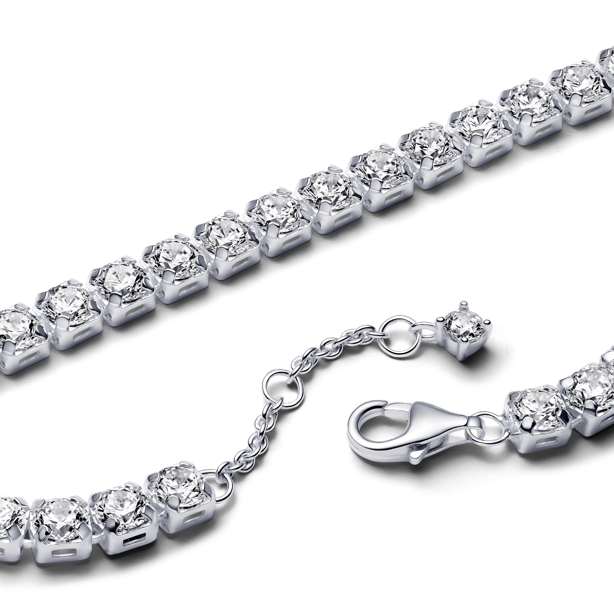 Sterling silver tennis bracelet with clear cubic zirconia/ 593539C01-18