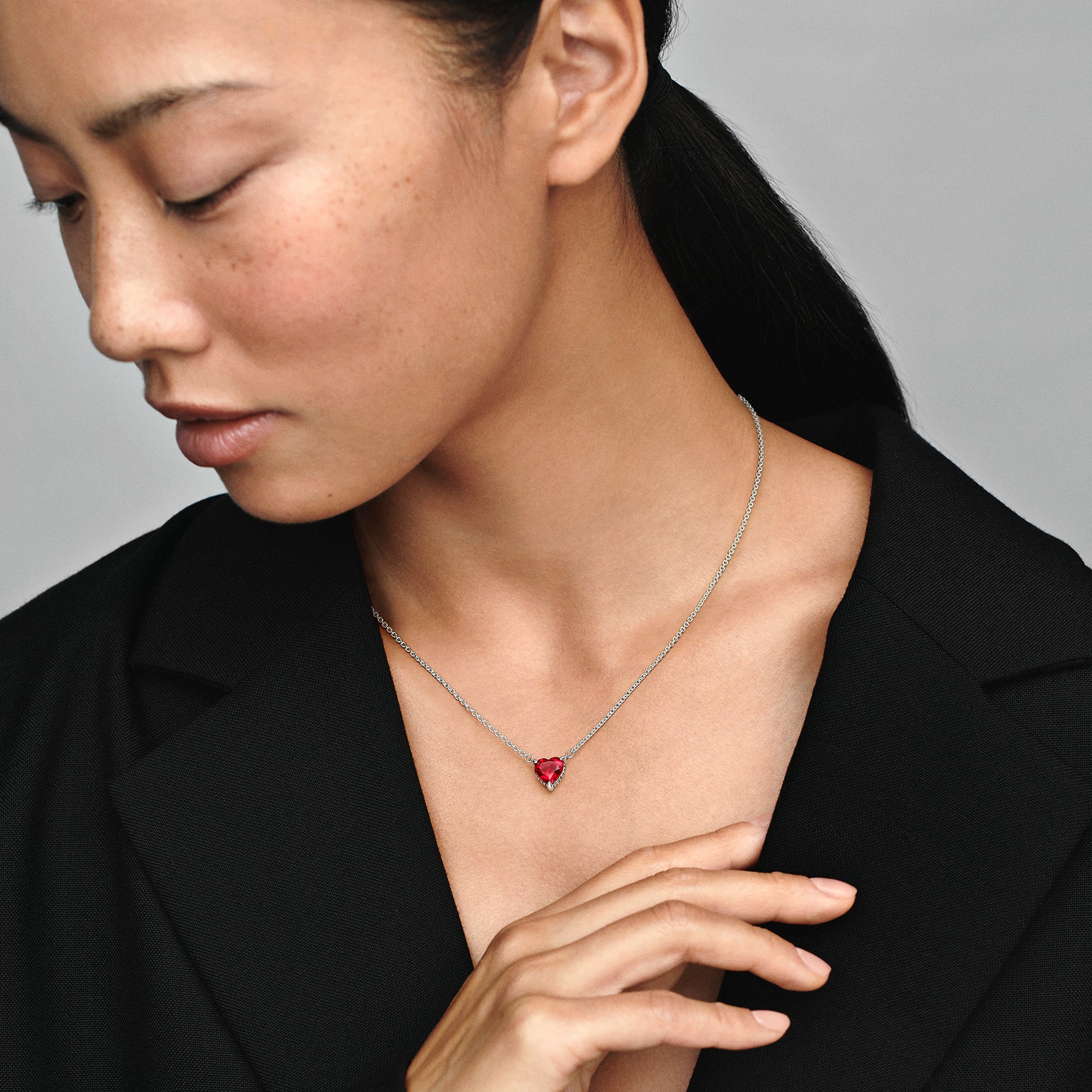 Heart sterling silver collier with cherries jubile
