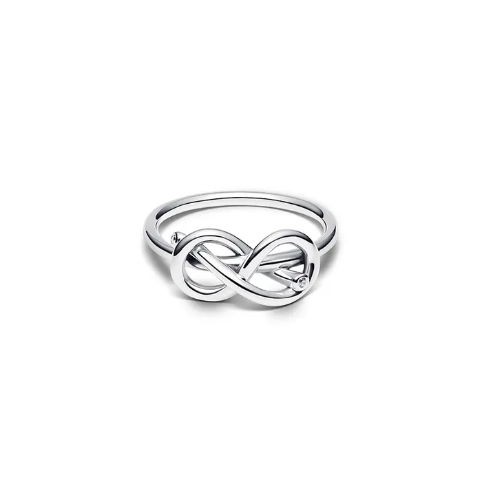 Infinity knot sterling silver ring with clear cubic zirconia/ 193759C01-48