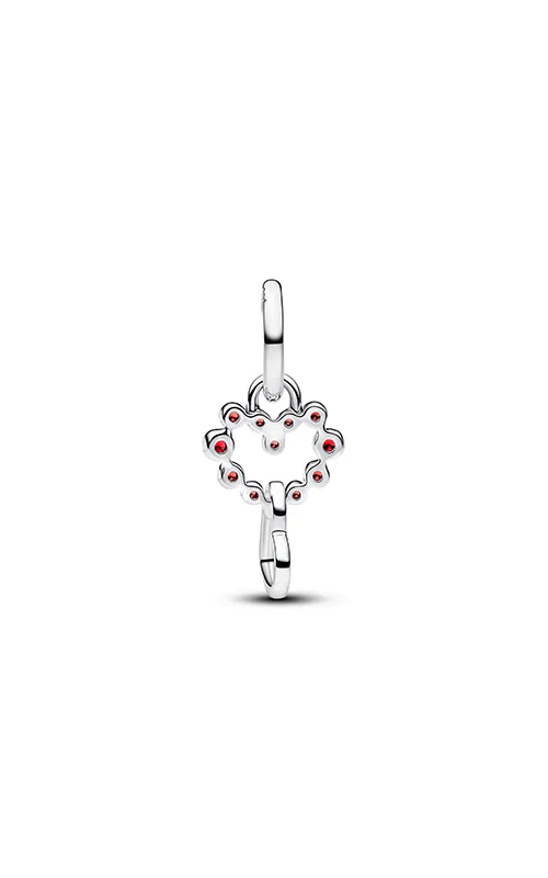 Connected hearts sterling silver dangle with salsa red crystal/ 794435C01