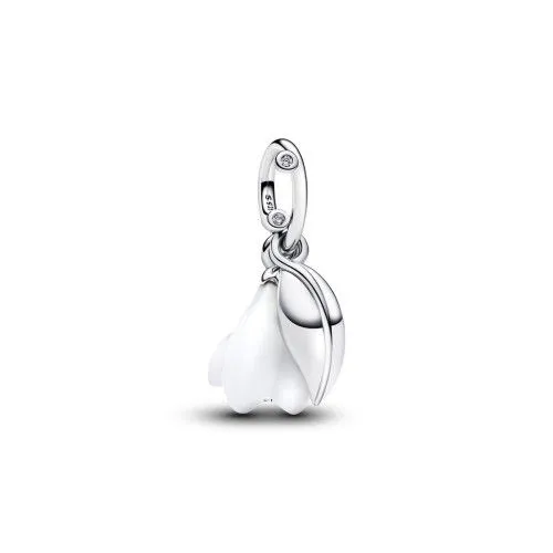 Snowdrop flower sterling silver dangle with clear 