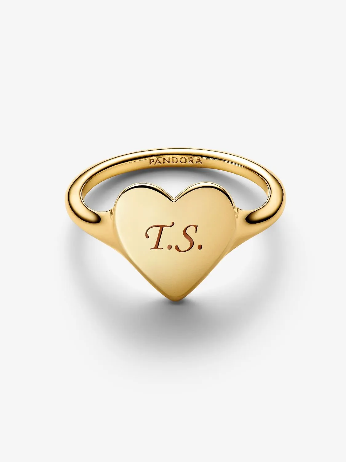 Engravable heart 14k gold-plated ring / 163988C00-50