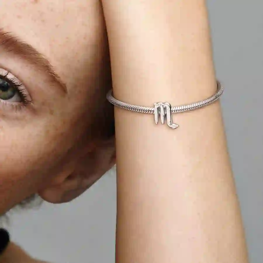 Scorpio sterling silver charm with clear cubic zir
