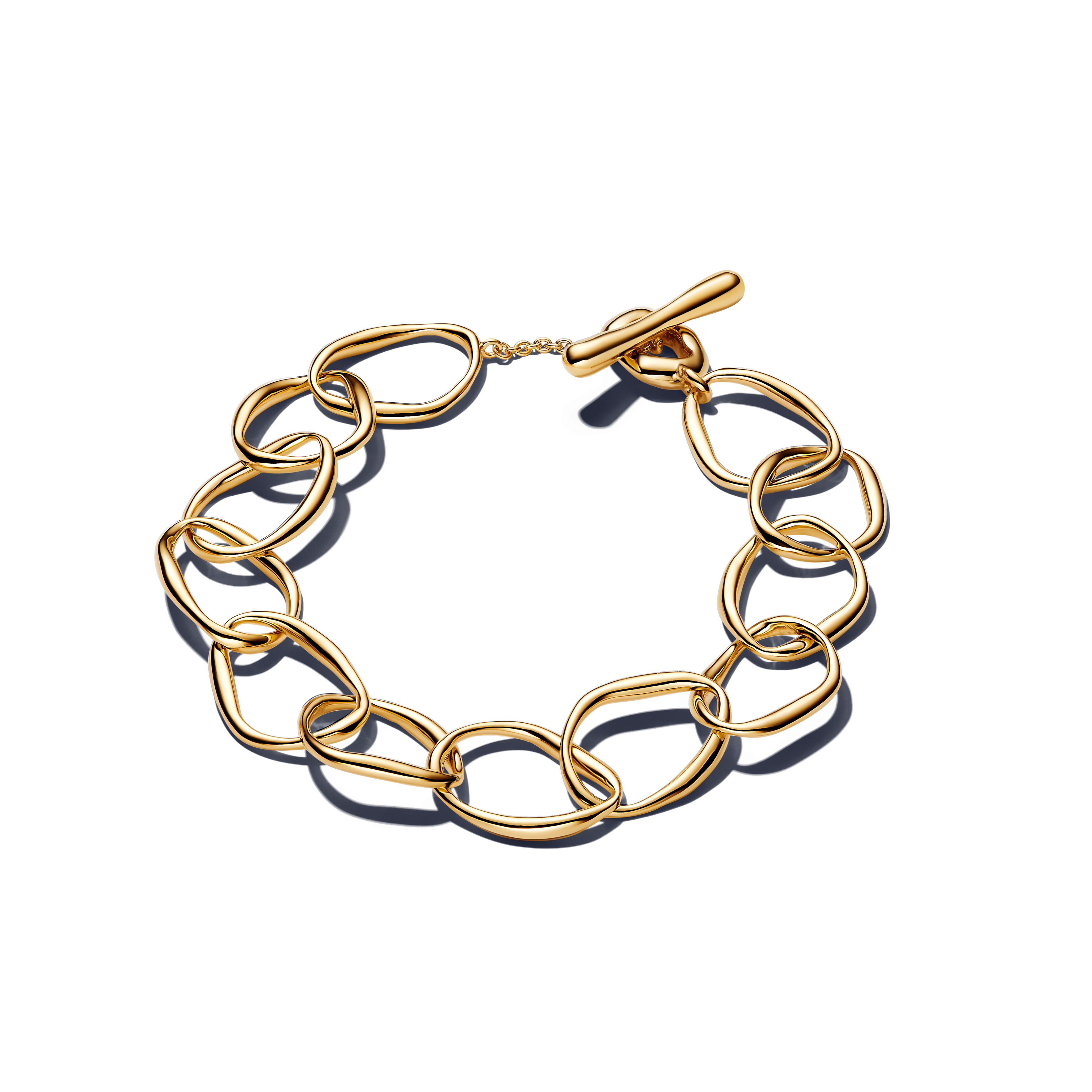 Organically shaped link 14k gold-plated bracelet
