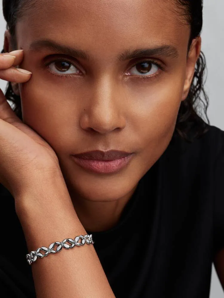 Butterfly sterling silver bracelet with clear cubic zirconia / 594575C01-18