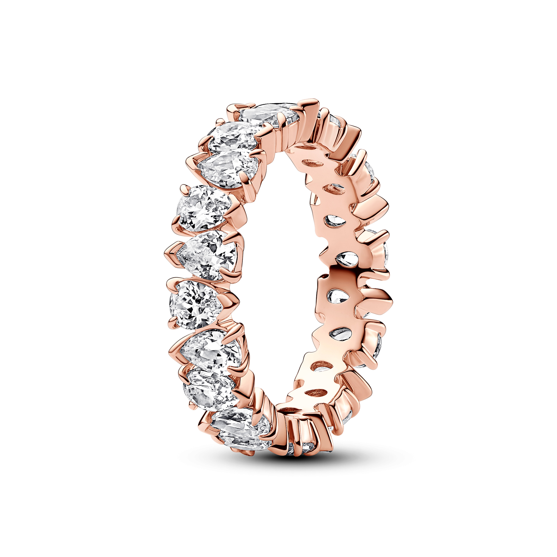 14k Rose gold-plated ring with clear cubic zirconia