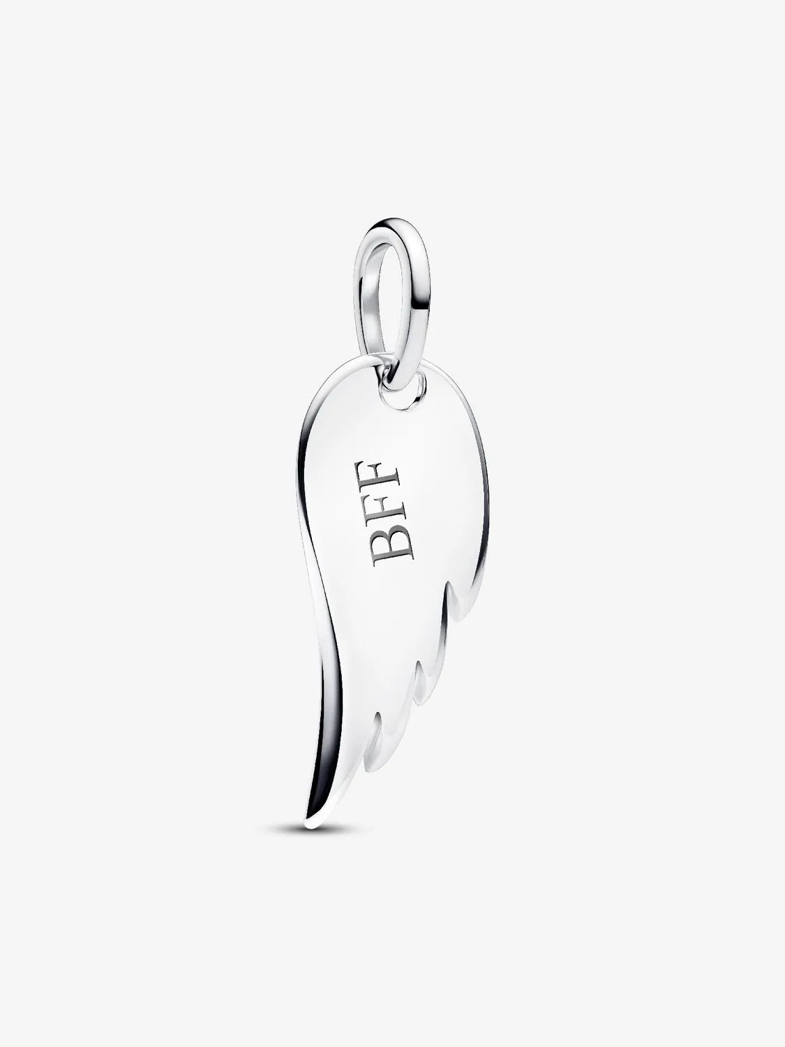 Engravable angel wing sterling silver pendant / 394014C00