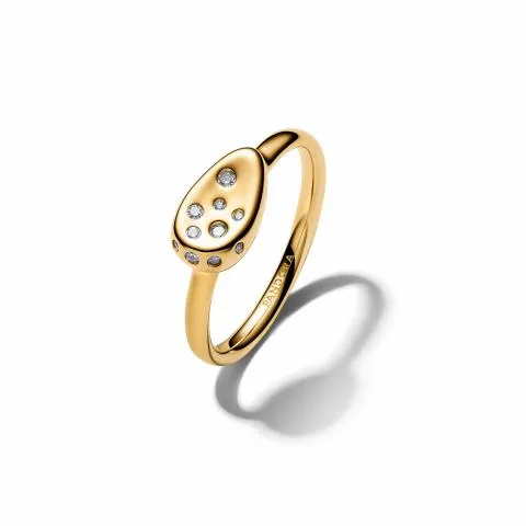 14k gold-plated ring with clear cubic zirconia