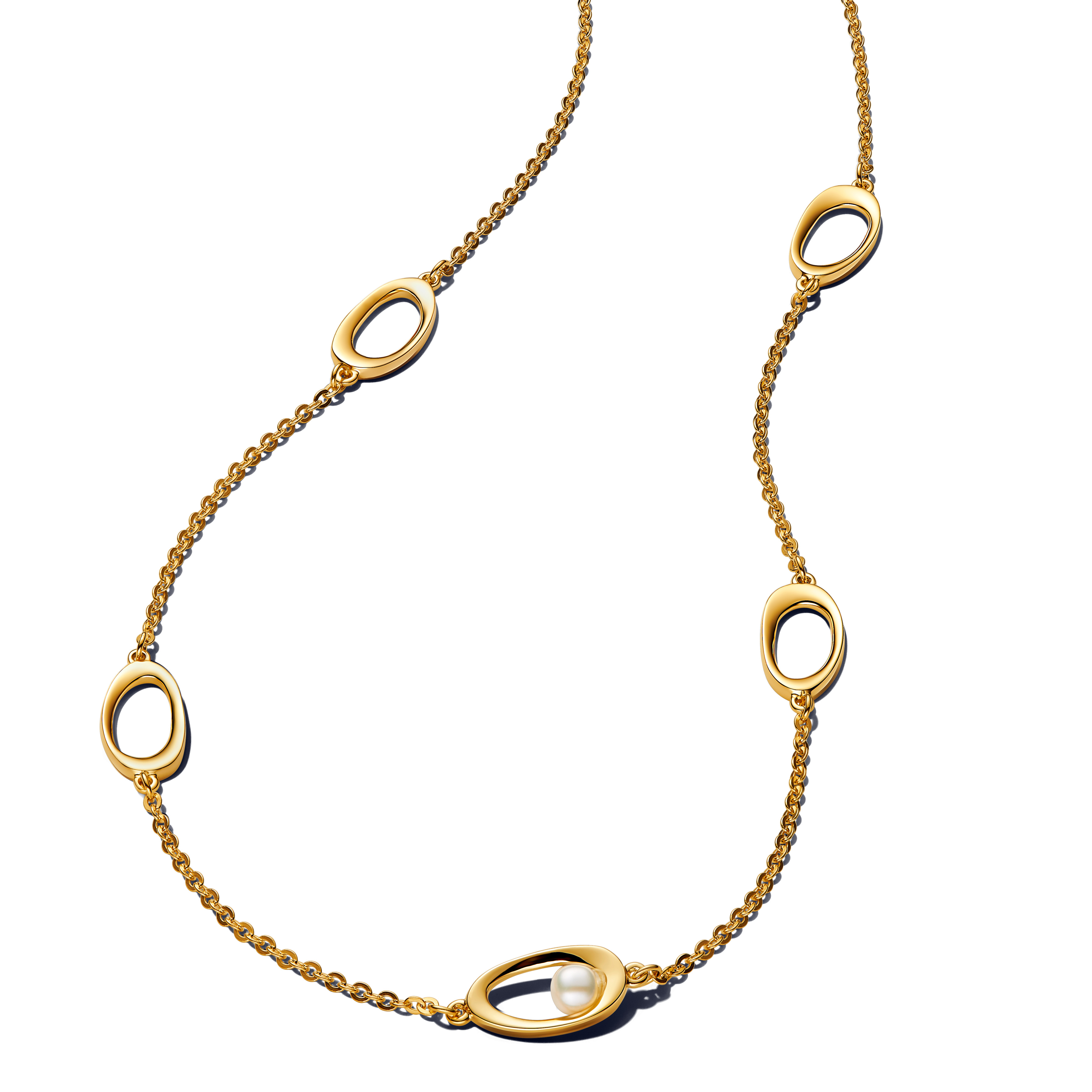 14k gold-plated necklace with treated white freshw