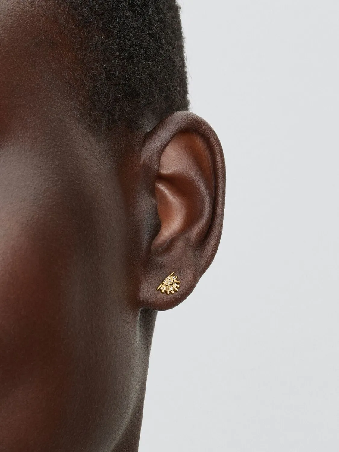 Sunrise 14k gold-plated stud earrings with clear c