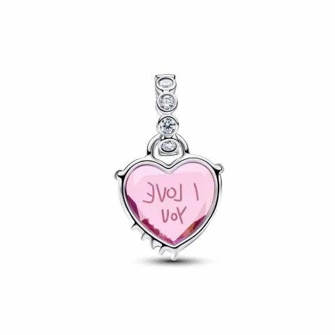 Heart sterling silver dangle with pink and clear c