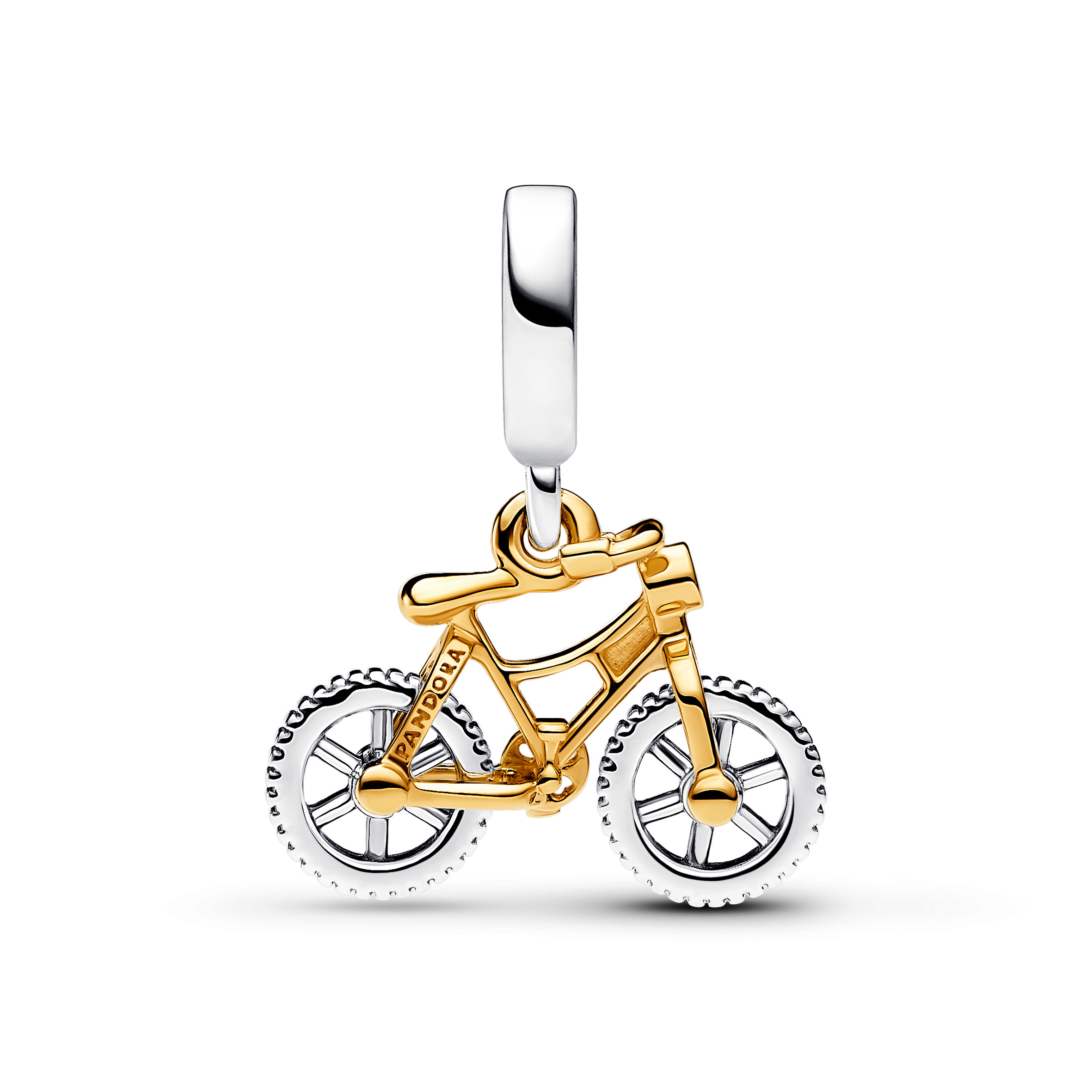 Moveable bike sterling silver and 14k gold-plated 