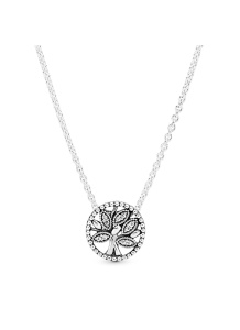 Family tree silver collier with clear cubic zirconia/ 397780CZ-45