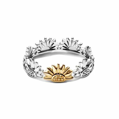 Sunflower sterling silver and 14k gold-plated ring/ 164702C00-52