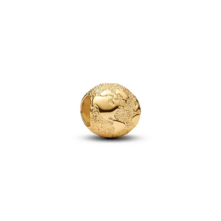 Textured globe 14k gold-plated mini charm