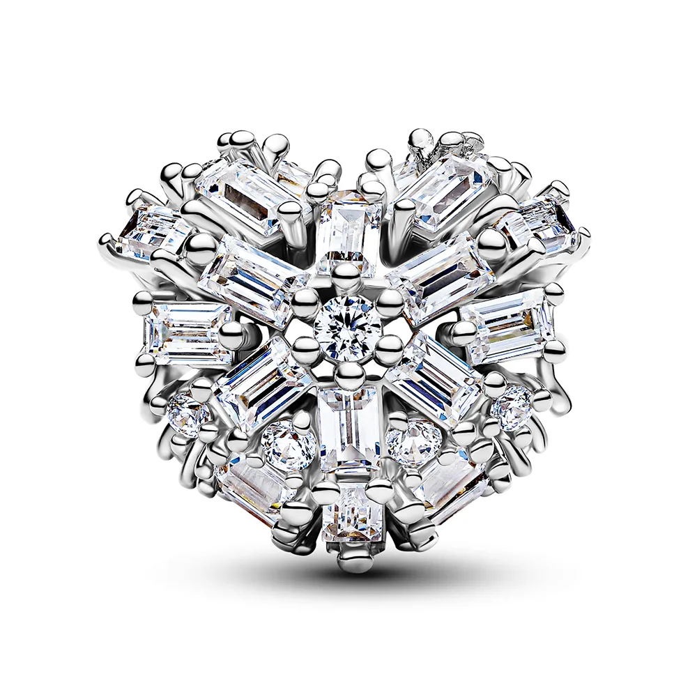 Heart sterling silver charm with clear cubic zirconia/794240C01