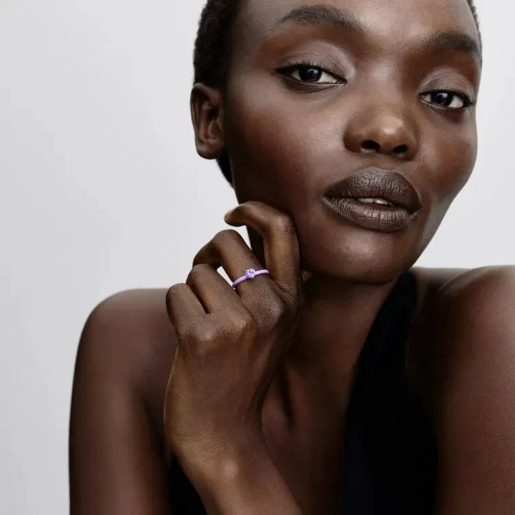 Heart sterling silver ring with royal purple cryst