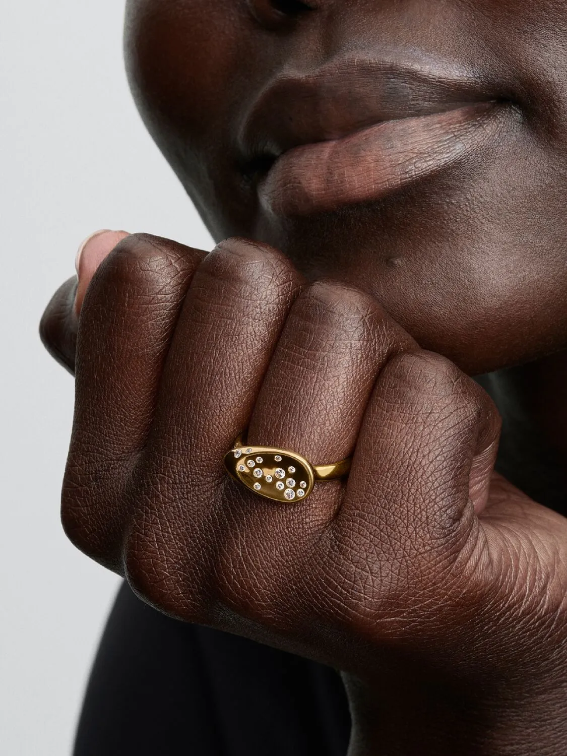 14k gold-plated ring with clear cubic zirconia