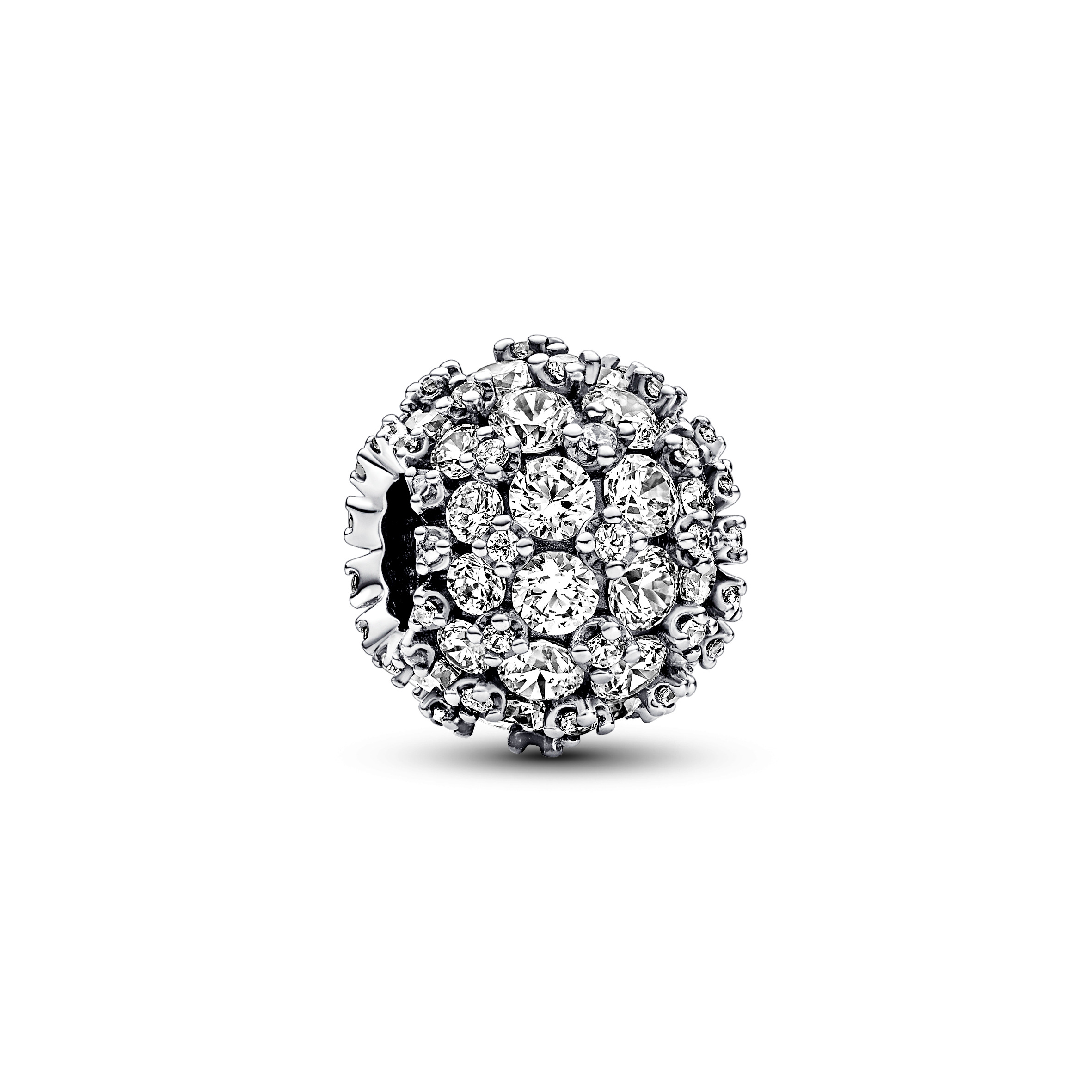 Sterling silver charm with clear cubic zirconia